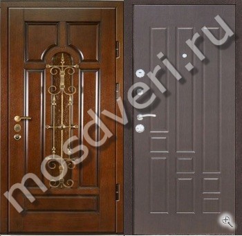 Металлическая дверь со стеклом и ковкой TD-105 - купить от производителя Мосдвери Металлическая дверь со стеклом и ковкой TD-105