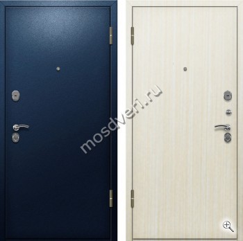 Дверь порошкового синего окраса со светлым ламинатом внутри - купить от производителя Мосдвери Дверь порошкового синего окраса со светлым ламинатом внутри